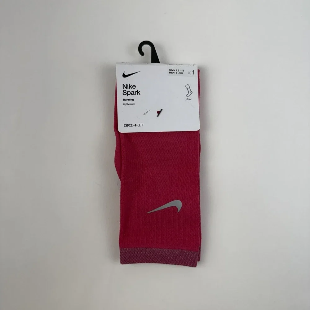 New Womens Nike Spark Lightweight Pink Running Crew Socks Size 9.5-11